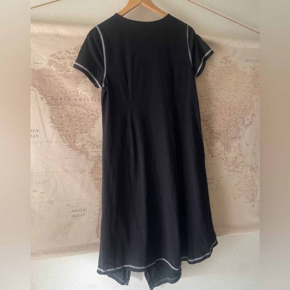 Soft Surroundings Black Short Sleeve Dress with White Reverse Seam Size Small - Picture 6 of 6
